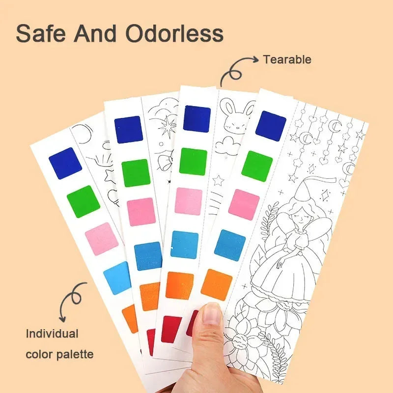 Kids Portable Watercolor Painting Book | Paint With Water Brush Gouache Graffiti Drawing Toy for Toddlers