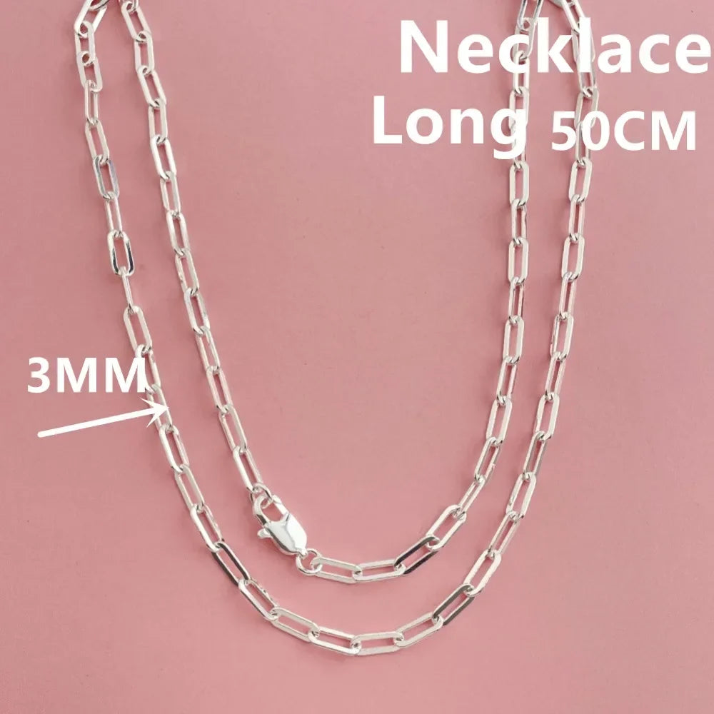 45-60cm Paper Clip Necklace | 925 Sterling Silver Fine Jewelry for Unisex