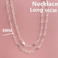 45-60cm Paper Clip Necklace | 925 Sterling Silver Fine Jewelry for Unisex