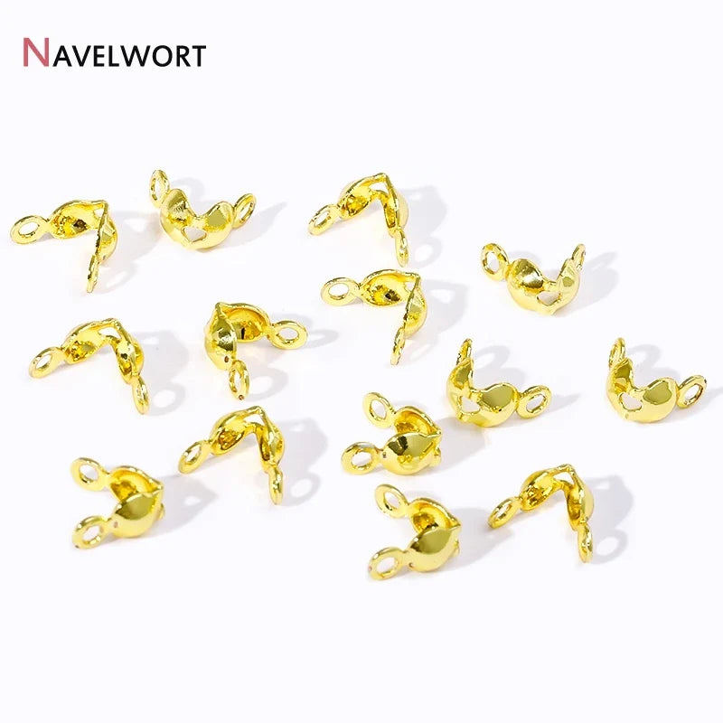 18K Gold Plated Double-Cup Bead Tips | Jewelry Findings for DIY Necklaces and Bracelets