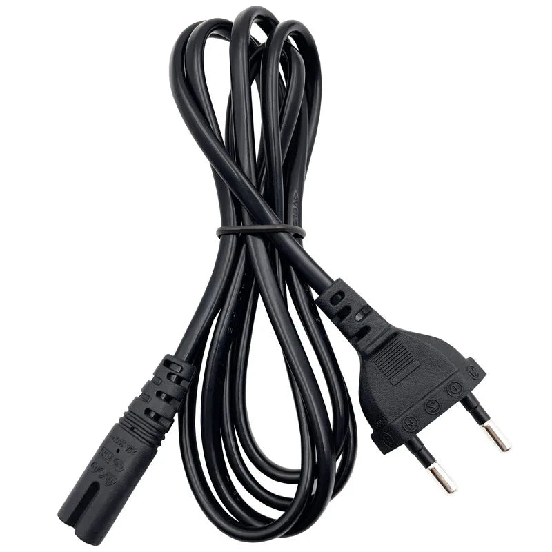 Black EU Power Plug Cable 1.5m 2-Pin IEC320 C7 Power Cord | Replacement Charger Cable for Dell, Canon, PS4, XBOX