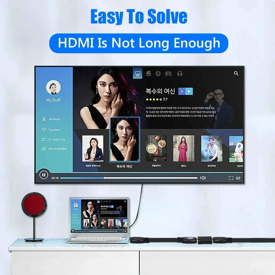 HDMI 2.1 Extender Adapter | 4K Female to Female Coupler for TV, Monitor & Projector