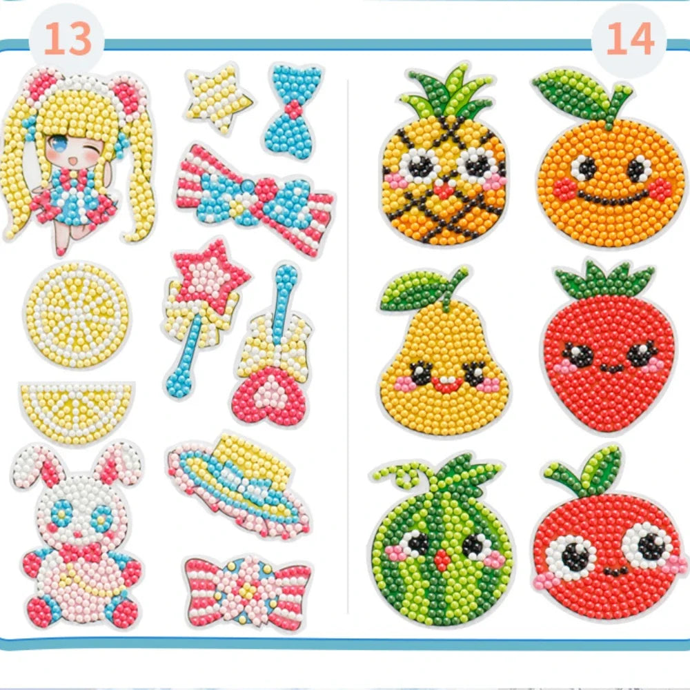 Child Diamond DIY Painting Sticker Set | Colorful Cartoon Arts and Crafts Gift for Kids