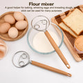 10 Inch Wood Handle Danish Dough Whisk | Stainless Steel Hand Blender for Bread and Batter