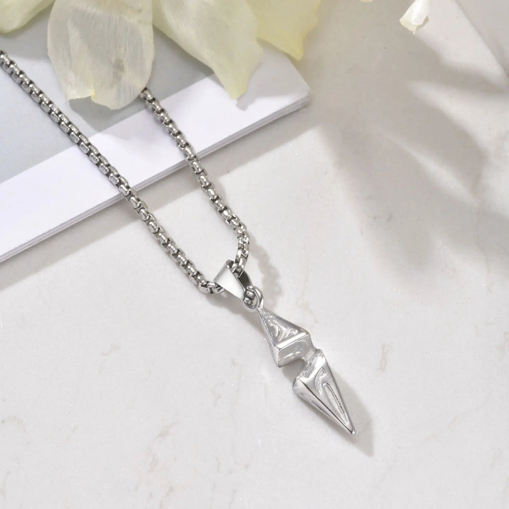 VNOX Men's Stainless Steel Zircon Pendant Necklace | Geometric Blue White Chain