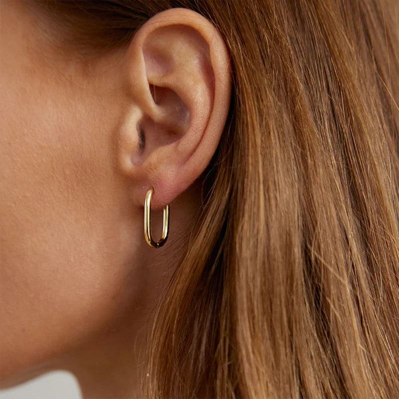 LUXUKISSKIDS Stainless Steel Oval Hoop Earrings | Fashion Geometric Clips for Women