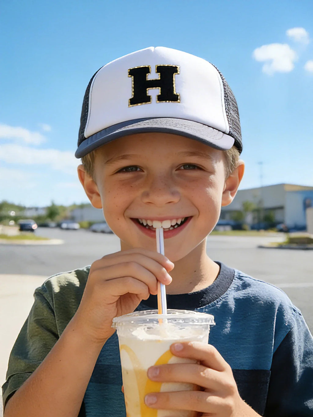 1pc Gray Hat With 26-Letter Pattern | Kids Baseball Cap for Boys and Girls