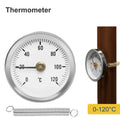 0-120°C Stainless Steel Clamp-on Tube Thermometer | Industrial Pipe Temperature Gauge with Spring
