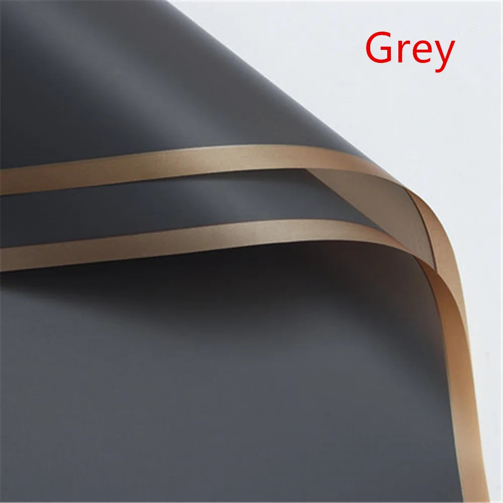Golden Border Rose Wrapping Paper 5 Pack | Half Transparent Korean Style Gift Packing