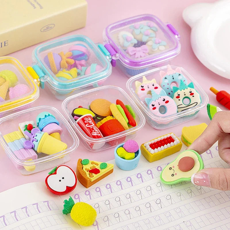 Lunch Box Eraser Set | Creative School Stationery Gift