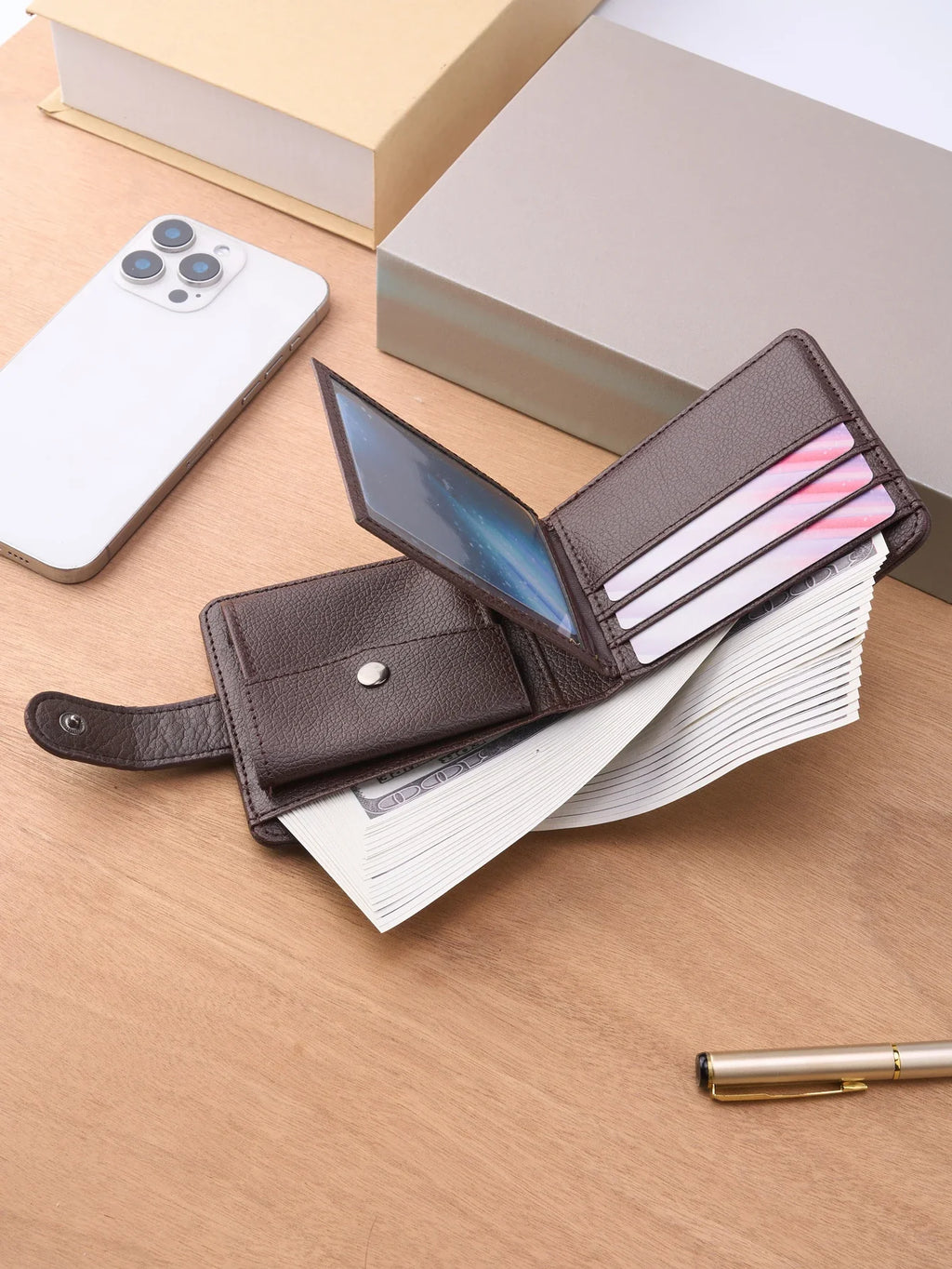 Men's Leather Zipper Wallet | Slim Short Multi-card Holder with Coin Pocket