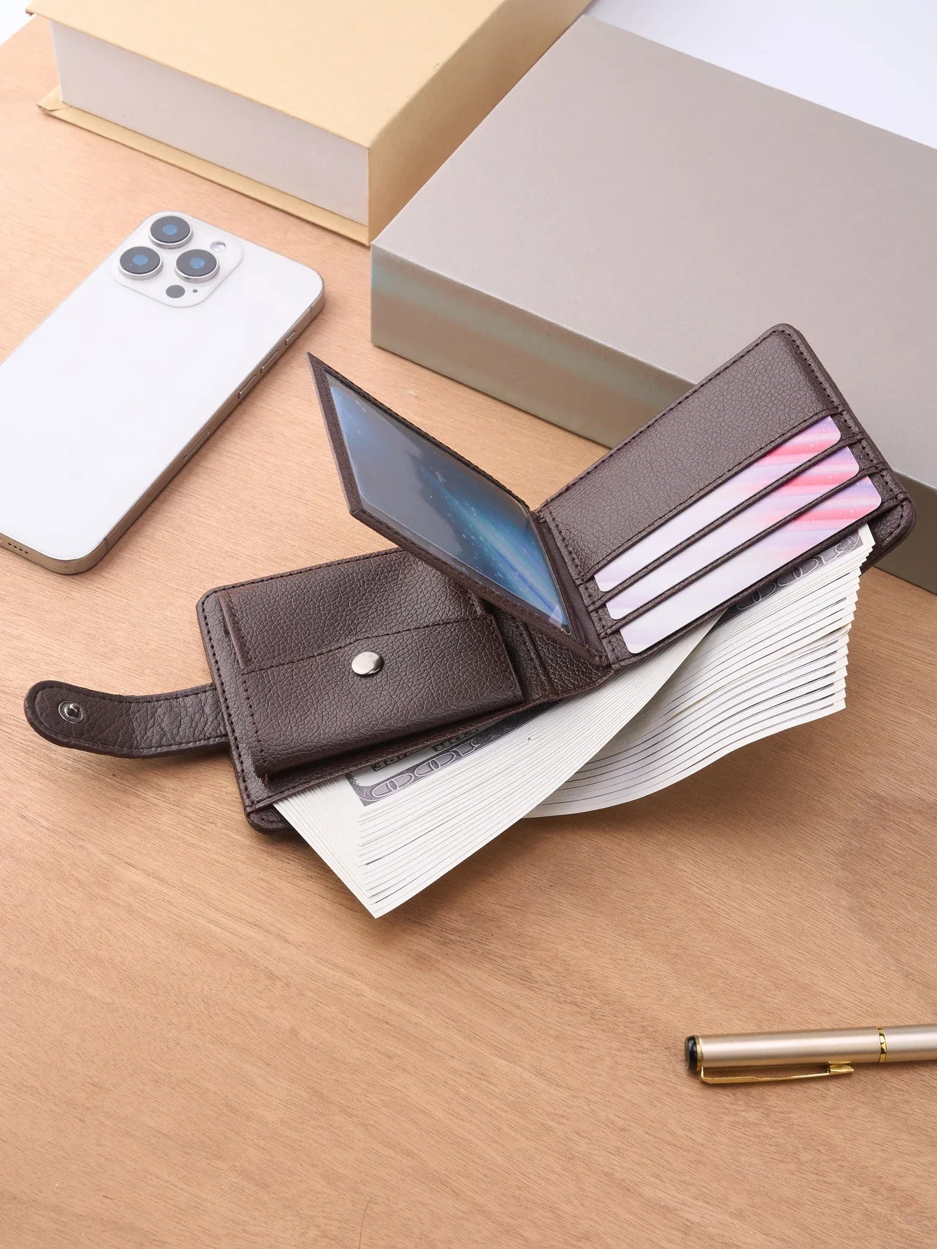 Men's Leather Zipper Wallet | Slim Short Multi-card Holder with Coin Pocket