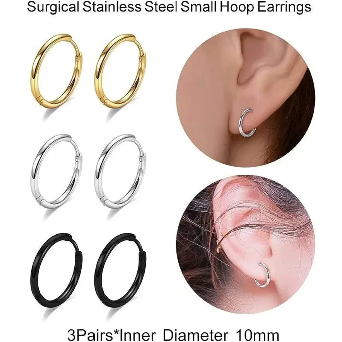 316L Stainless Steel Huggie Hoop Earrings | Hypoallergenic Cartilage Piercing Jewelry for Men and Women