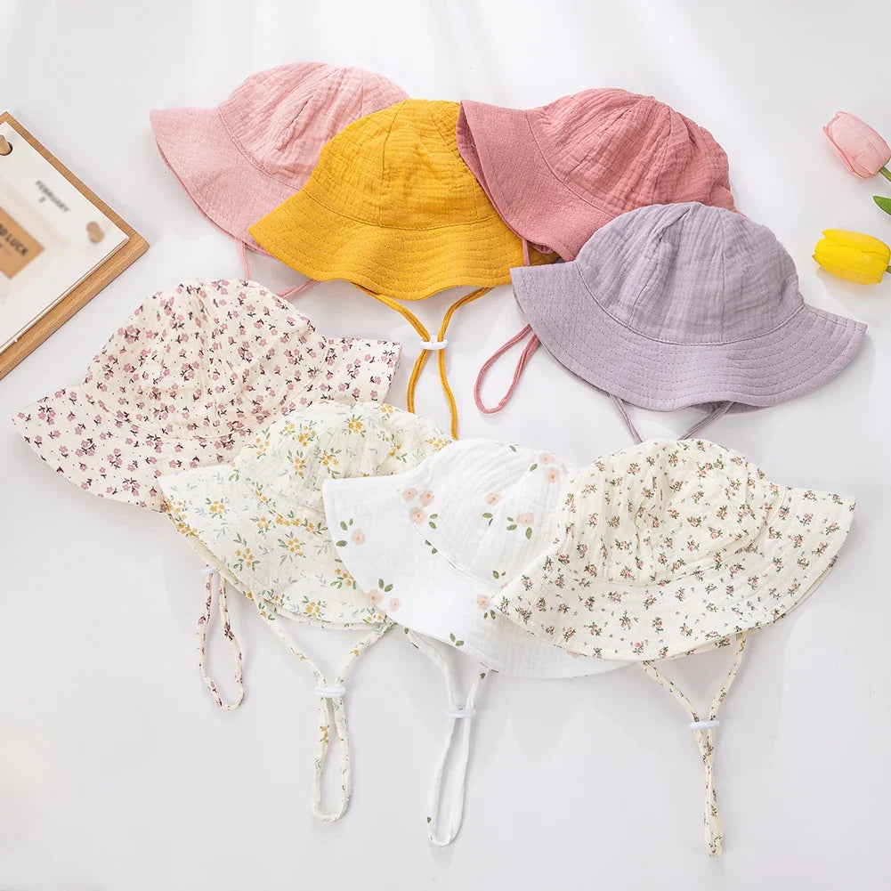 Floral Print Baby Bucket Hats | Adjustable Sun Protection Caps for Infant Boys Girls