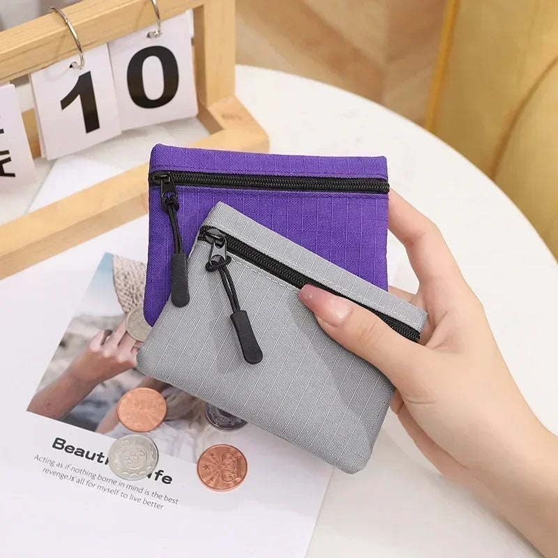 Women Mini Zippers Canvas Coin Purse | Compact Wallet with Keychain