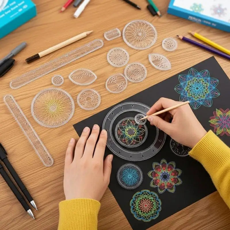 22 Pcs Geometric Drawing Tools Set | Creative Learning Painting Toy for Kids