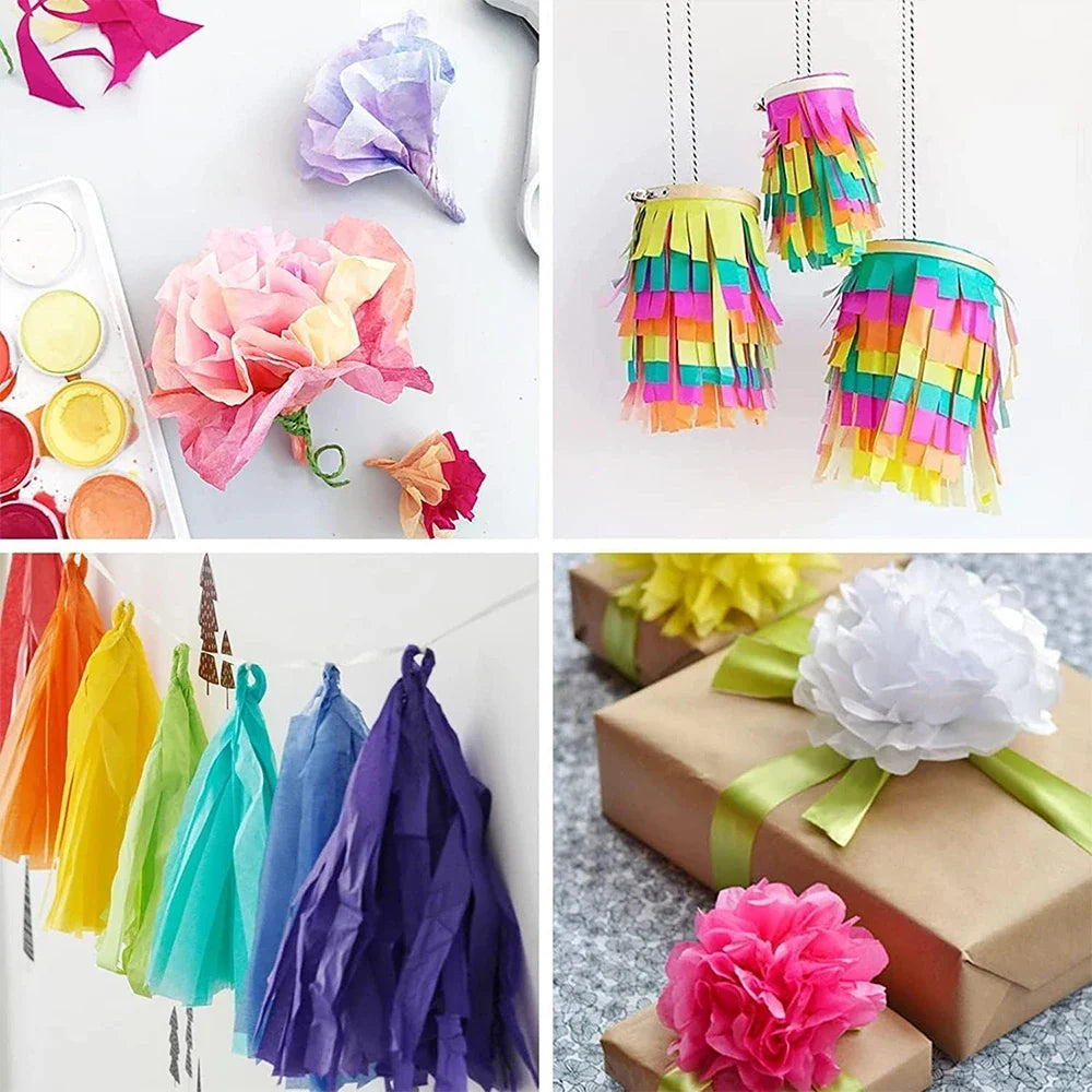 100 Sheets Multicolor Tissue Paper for Gift Wrapping | Bulk A4/A5 Translucent Craft Paper
