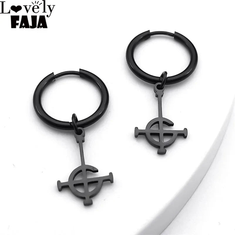 Goth Ghost BC Nameless Dangle Earrings | Stainless Steel Ghoul Band Jewelry
