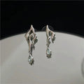 Liquid Metal Geometric Zircon Stud Earrings | Asymmetrical Jewelry for Women and Men