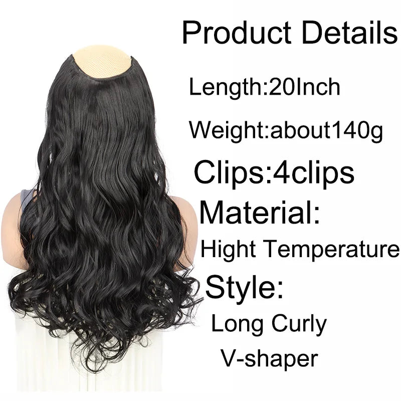 20Inch Synthetic Wavy Curly Clip in Hair Extensions | Heat Resistant Black Blonde Hairpiece for Women