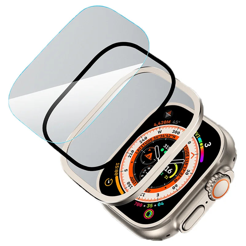Metal Aluminum Alloy Case for Apple Watch Ultra 3 49mm Screen Scratch-proof Protective Cover Frame+HD Tempered Glass Film Shell