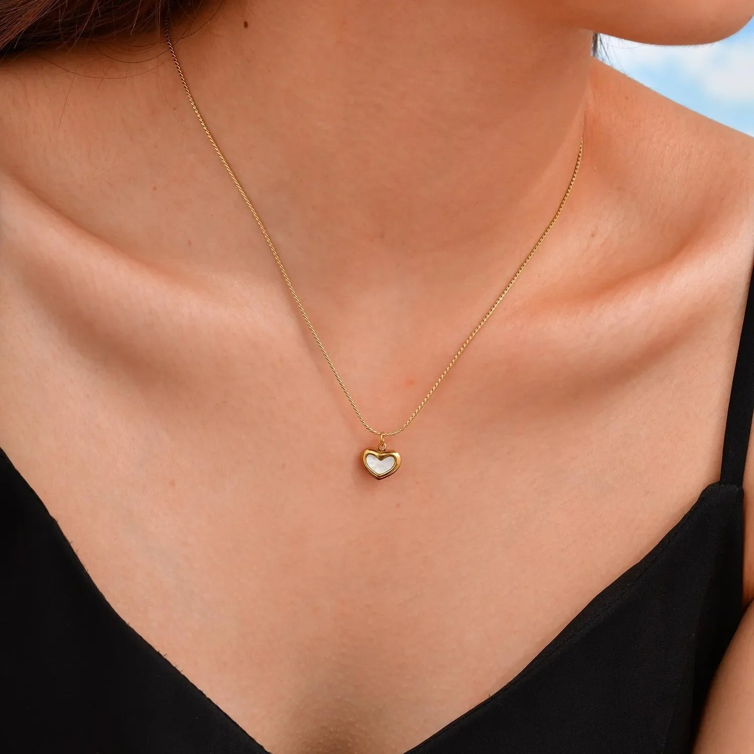 Layered Heart Pendant Necklace | Stainless Steel Minimalist Jewelry for Women