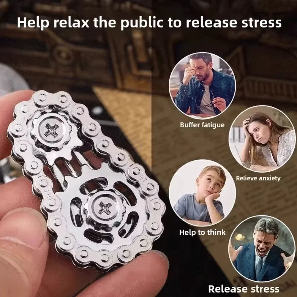 Metal Fidget Spinner Office Desk Toy | Stress Relief Gear Spinner for Adults