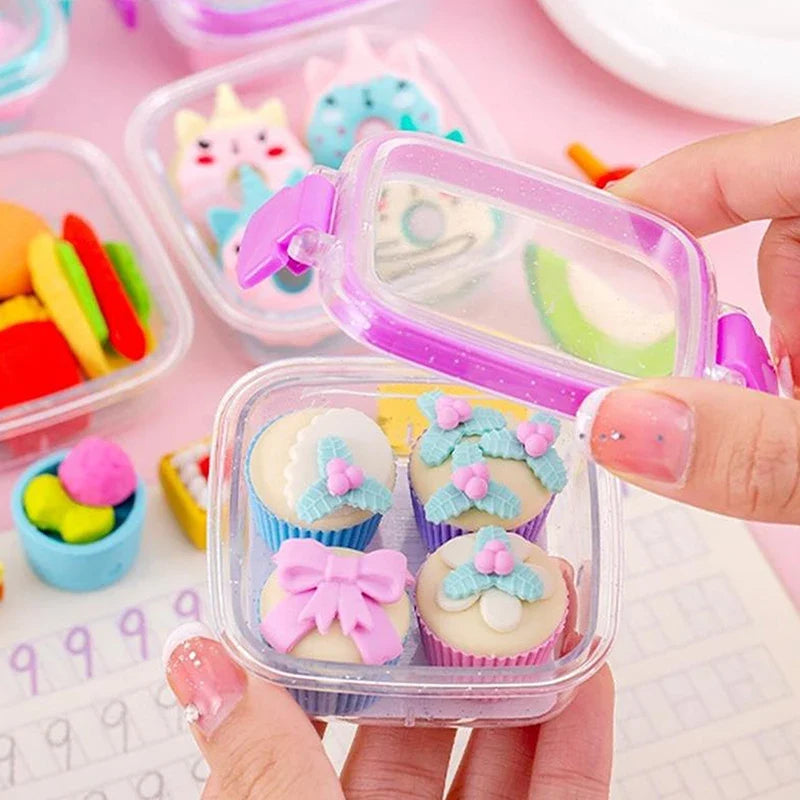 Lunch Box Eraser Set | Creative School Stationery Gift