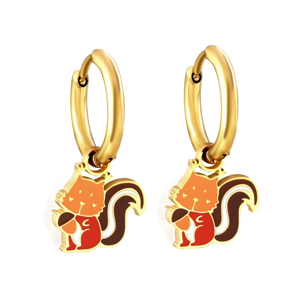 LUXUSTEEL Animal Hoop Earrings | Stainless Steel Drop Earrings for Women
