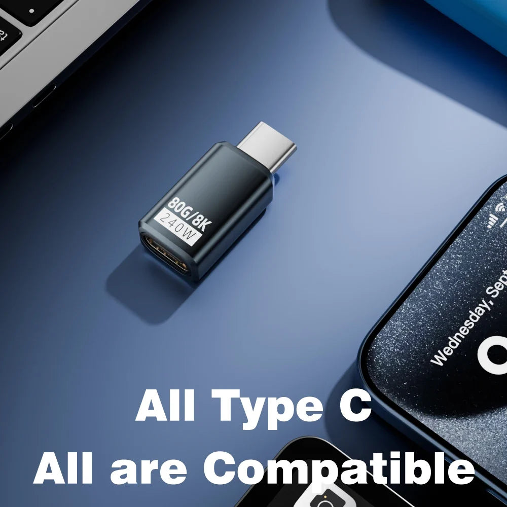 USB4 V2 90 Degree USB-C Angle Adapter | 80Gbps Thunderbolt 5/4/3 Elbow Connector
