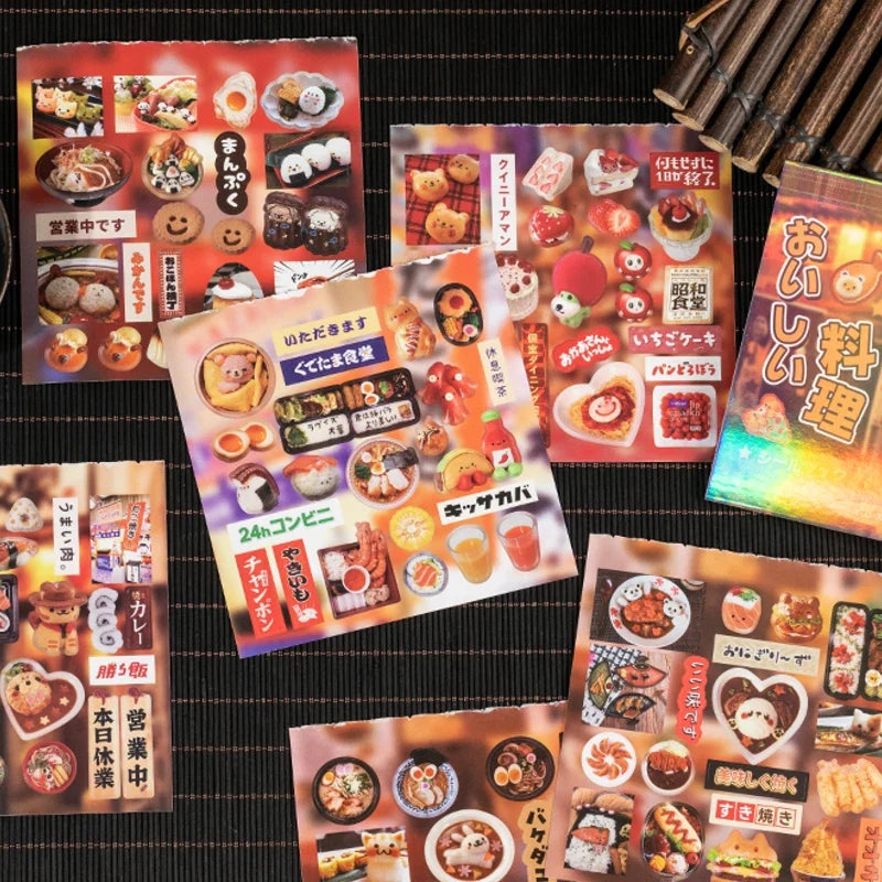 Mr. Paper Cute Foods Scrapbooking Sticker Book | Vintage Fruit Cake Sticker Set for DIY Crafts