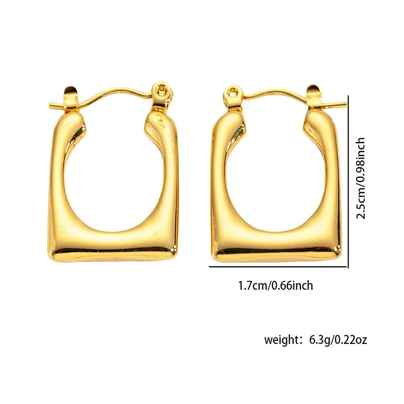ANENJERY 316L Stainless Steel Hollow Square Texture Drop Earrings | Hypoallergenic Geometric Jewelry for Women