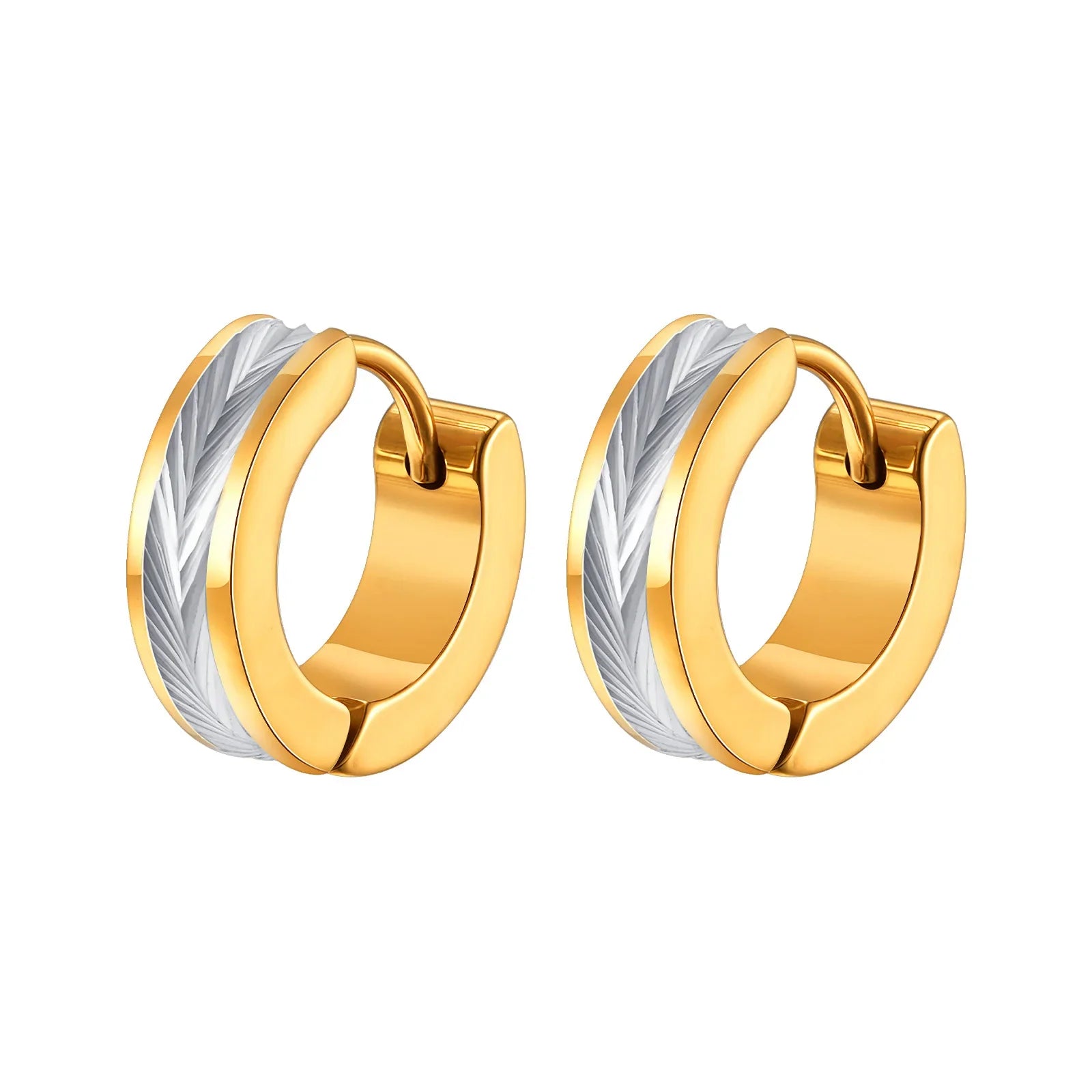 Vnox Stainless Steel Small Hoop Earrings for Men Women | Stylish Two-Tone Metal Huggies