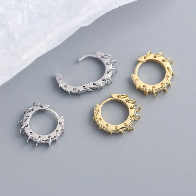 ANENJERY CZ Zircon Circle Hoop Earrings | Punk Trendy Fashion Jewelry