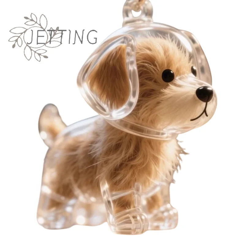 Clear Puppy Hair Memorial Keychain | Pet Fur Keepsake Capsule DIY Pendant