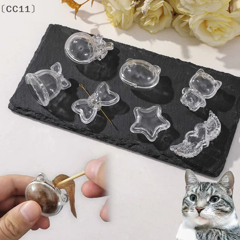 2pcs Pet Hair Keepsake Box | Transparent Dog Cat Fur Storage for DIY Memorial Decor
