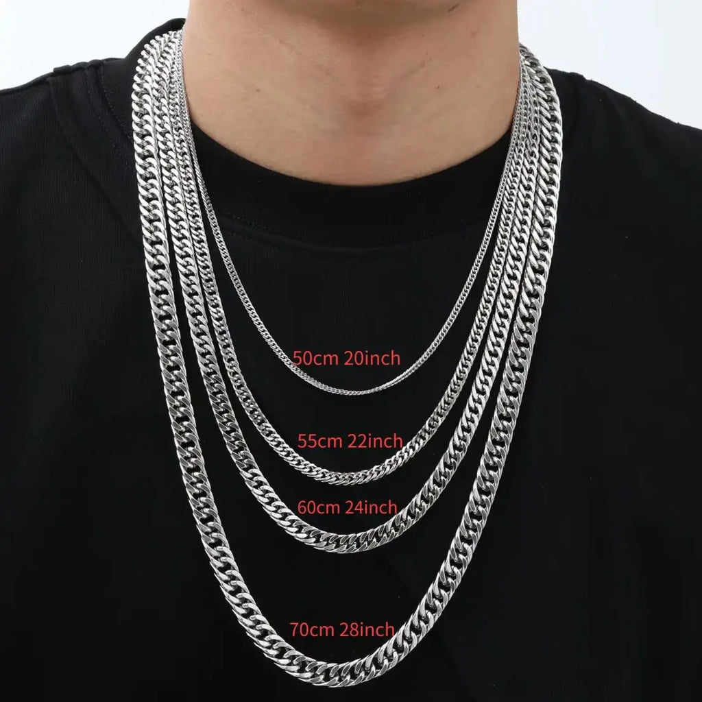 Men's Chunky Miami Cuban Chain Necklace | Vintage Punk Hip Hop Stainless Steel Link Collar Jewelry