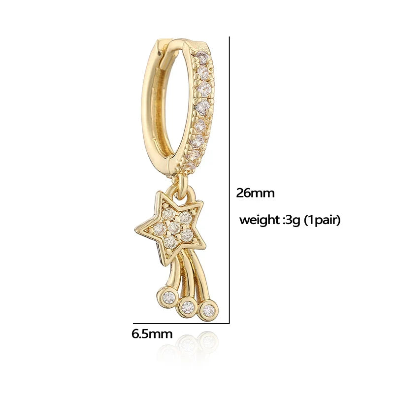 Sun Star Drop Earrings | 18K Gold Plated Meteorite Charm Jewelry