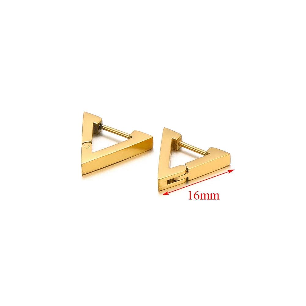 2pcs Geometric Stainless Steel Hoop Earrings | Trendy Daily Wear for Men Women