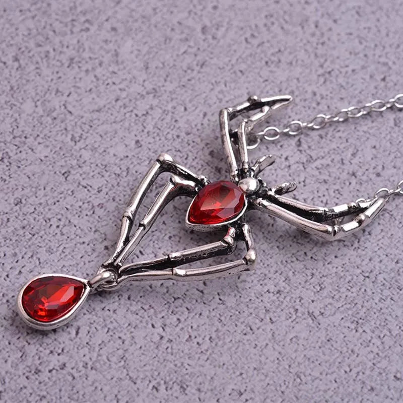Gothic Crystal Spider Necklace | Vintage Goth Choker Jewelry for Women