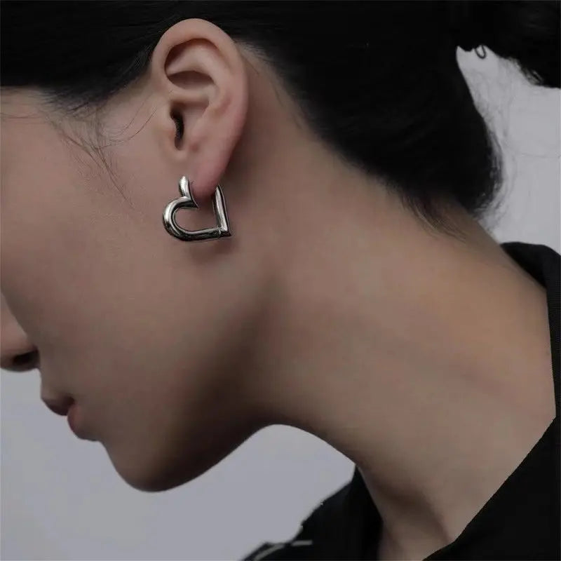 925 Sterling Silver Heart Love Hoop Stud Earrings | Hypoallergenic Fine Jewelry for Women
