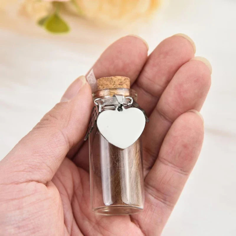 Pet Memorial Keepsake Bottle | Fur Storage with Silver Charms