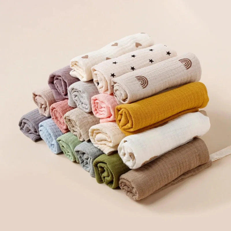 Soft Cotton Gauze Baby Towel Set | Newborn Muslin Handkerchief for Bath and Face