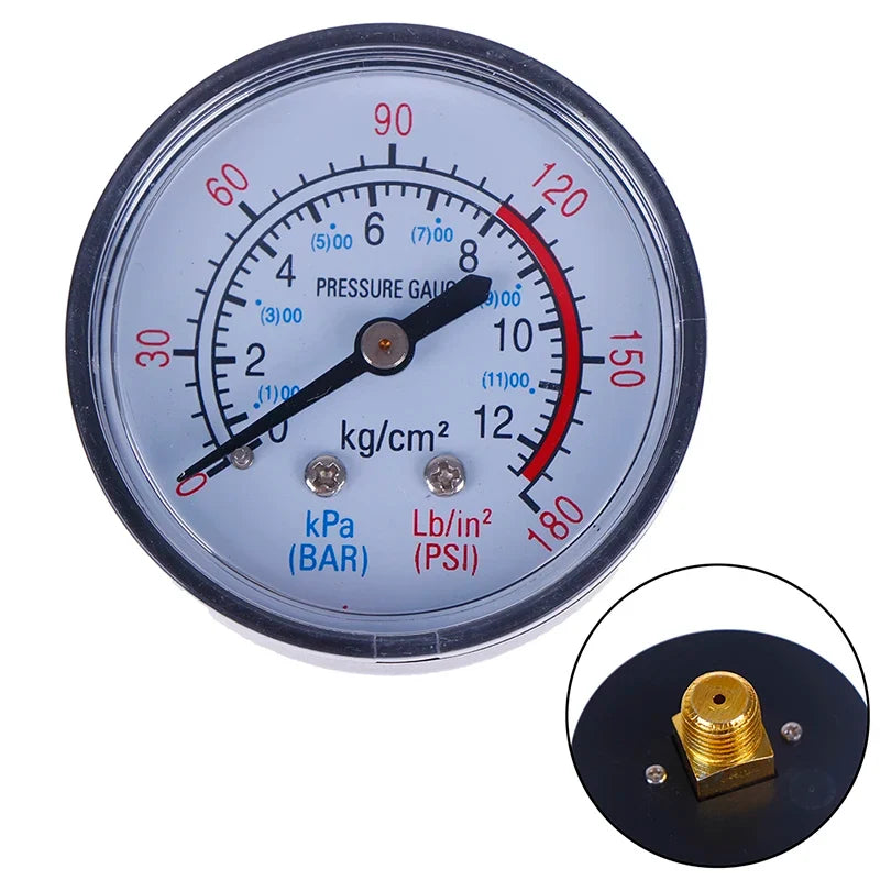 1pcs Bar Air Pressure Gauge 13mm 1/4 BSP Thread | Dual Scale for Air Compressor
