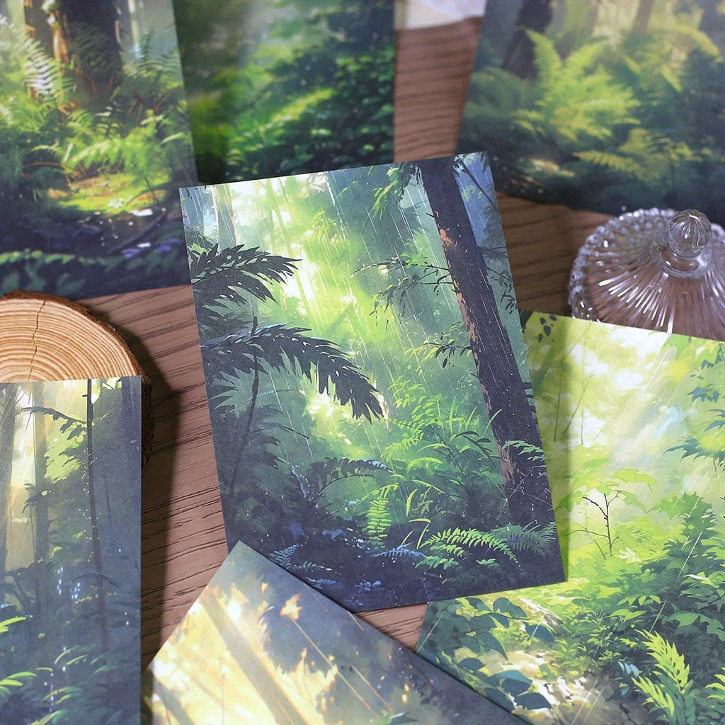 30 PCS Twilight Forest Scrapbook Paper | Mystical Woodland Scenes for Journals and DIY Crafts