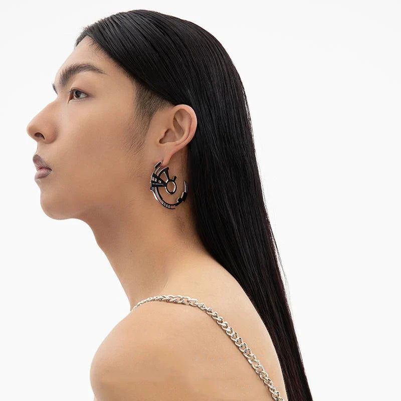 ZHUHE Gear Ear Loops | Cyberpunk Hoop Earrings for Unisex
