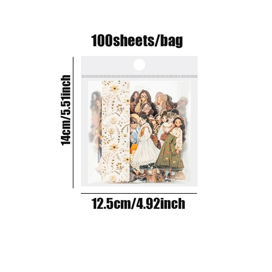 100pcs People Like Clouds Series Stickers | Large Hard Card Decals for DIY Scrapbooking
