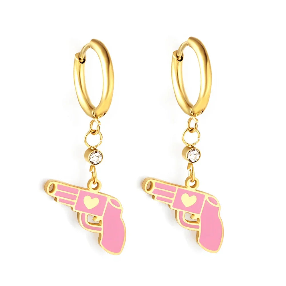 LUXUSTEEL Animal Hoop Earrings | Stainless Steel Drop Earrings for Women