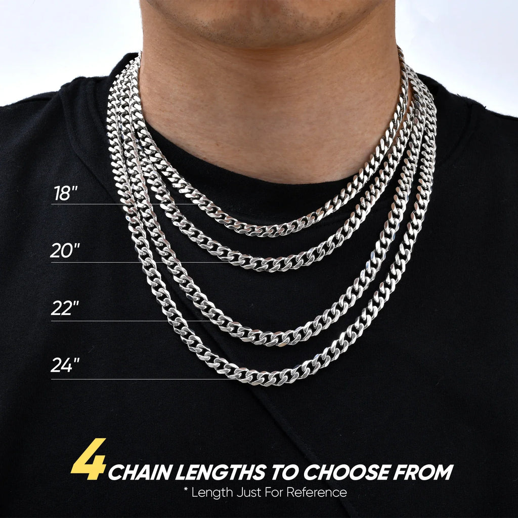 Round Box Chain Necklace for Men | Stainless Steel Link Chain in Gold, Silver, or Black