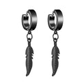 2pc Punk Cross Feather Stud Earrings | Unisex Stainless Steel Hoop Earrings